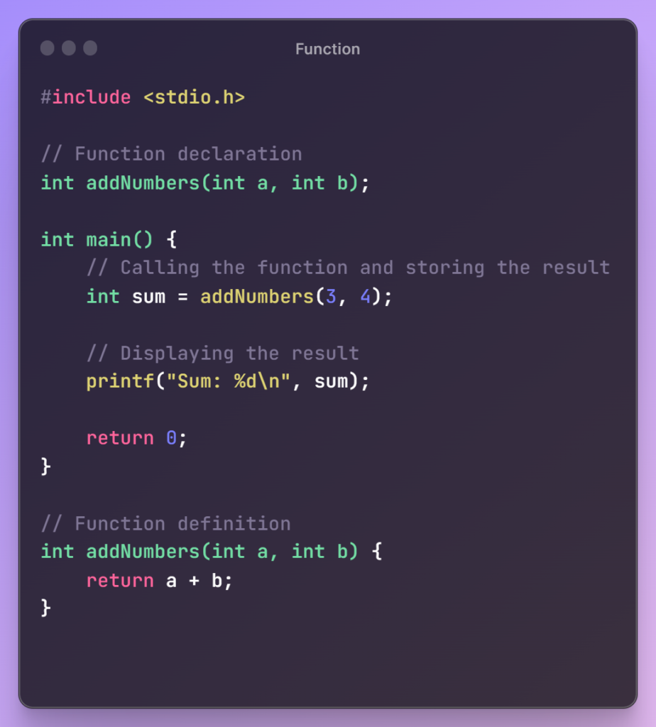 Functions in C programming language